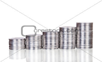 Coin stack on white background , isolated on white background