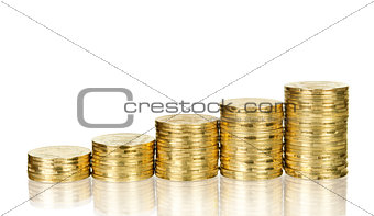 Coin stack on white background , isolated on white background