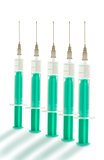 Set of glass syringes isolated on white background.
