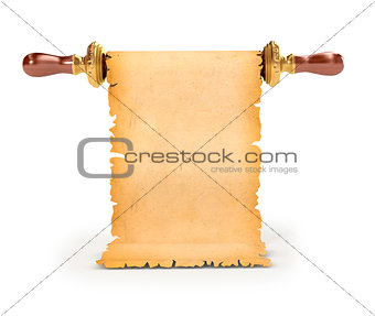 Old vintage scroll isolated on white
