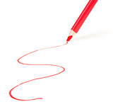 Red pencil with line over white background