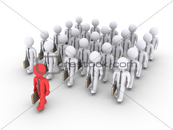 Businessman is leading a group of other businessmen