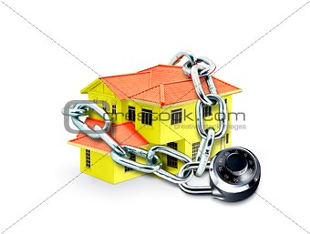 House in Chain and Combination Lock