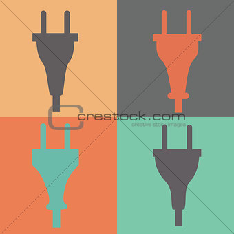 Set of electric plug sign icon. Power energy symbol. Flat style.