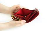 red purse  on a white background