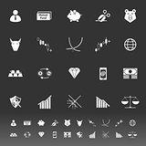 Stock market icons on gray background
