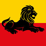 Illustration of a heraldic rampant lion