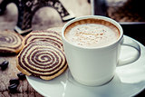 Cup of espresso and biscotti