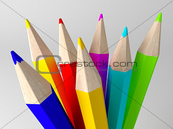 Pencils painted in different colors