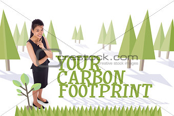 Your carbon footprint against forest with trees