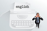 The word english and shouting businessman