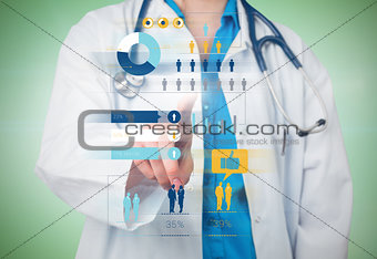 Composite image of young doctor pointing