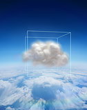 Composite image of cloud floating in a box