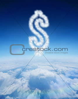 Composite image of cloud in shape of dollar