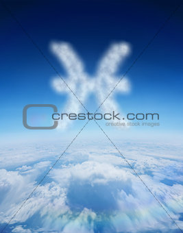 Composite image of cloud in shape of pisces star sign