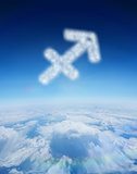 Composite image of cloud in shape of sagittarius star sign