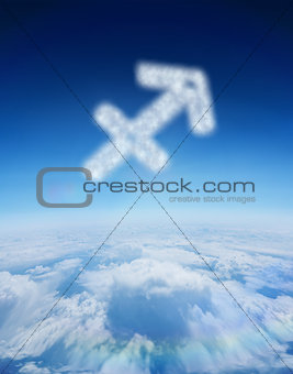 Composite image of cloud in shape of sagittarius star sign
