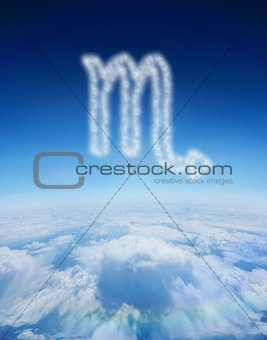 Composite image of cloud in shape of scorpio star sign