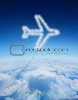 Composite image of cloud in shape of airplane