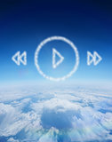 Composite image of cloud in shape of music player menu