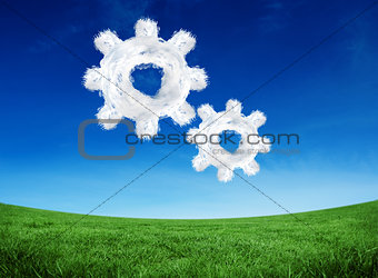 Composite image of cloud cog and wheel