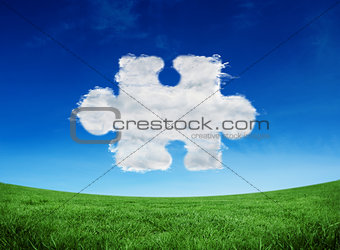 Composite image of cloud jigsaw piece