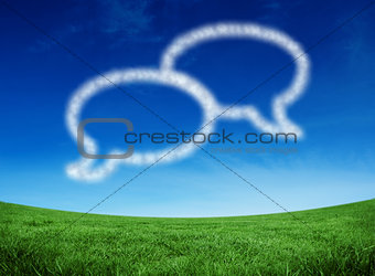 Composite image of cloud in shape of speech bubbles