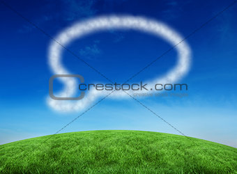 Composite image of cloud in shape of speech bubble