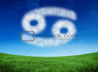 Composite image of cloud in shape of cancer star sign