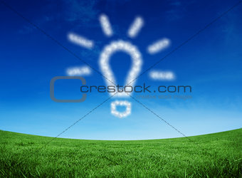 Composite image of cloud in shape of light bulb