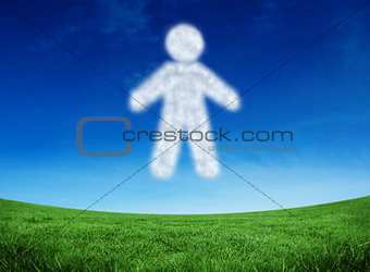 Composite image of cloud in shape of man