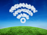 Composite image of cloud in shape of wifi sign