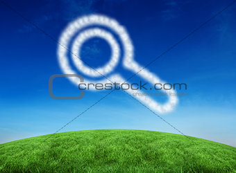 Composite image of cloud in shape of magnifying glass