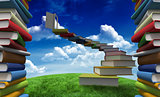 Composite image of pile of books