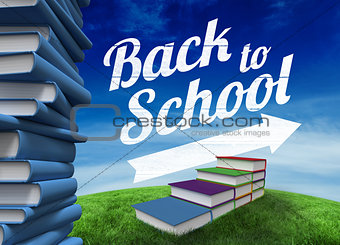 Composite image of back to school message with arrow
