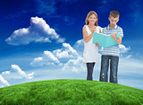 Composite image of brother and sister learning their lesson together