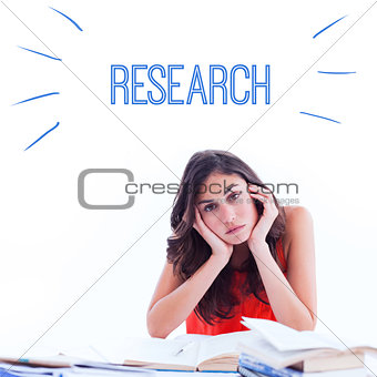 Research against stressed student at desk