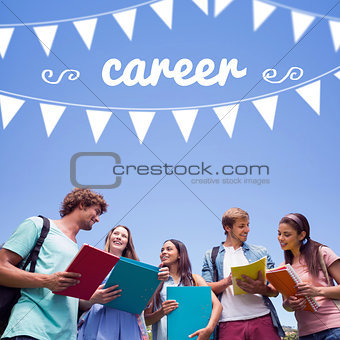 Career against students standing and chatting together