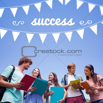 Success against students standing and chatting together