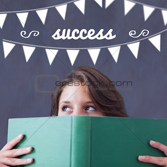 Success against student holding book