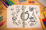 Composite image of education doodles