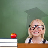 Composite image of cute pupil with graduate shadow