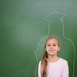 Composite image of cute pupil with graduate outline
