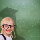 Composite image of cute pupil with graduate shadow