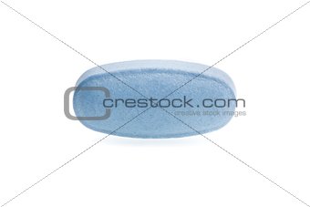 one blue medical pill isolated