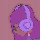 Female DJ with Headphones