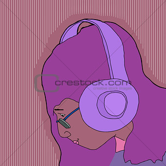Female DJ with Headphones