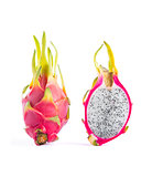 Two dragon fruits, whole and a half 