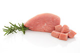 Raw pork meat isolated.