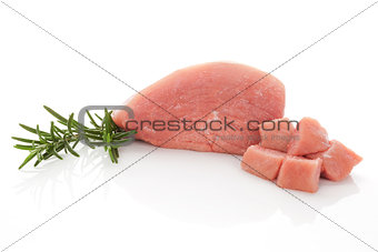 Raw pork meat isolated.